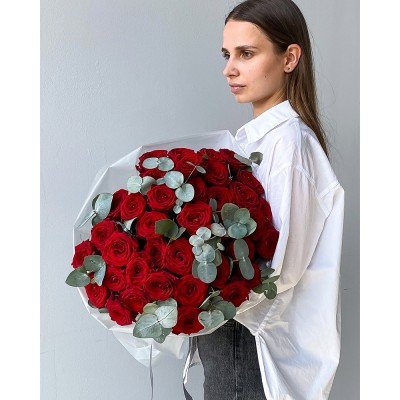 Квіти, композиція №2. Червоні троянди. L, 6-40340 - купити в магазині Украфлора за найкращою ціною, всього 2 135 грн